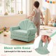 Convertible kids sofa in green, made of soft teddy fleece, designed for easy movement and comfort during playtime.