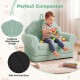 Shell-shaped green convertible kids sofa chair with anti-slip base, ideal for reading and lounging activities.