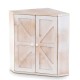 Corner bread box in white bamboo with dual-layer design and solid wood knobs, perfect for kitchen counter storage.