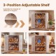 Corner bread box with adjustable shelf, made of 100% bamboo, perfect for storing various breads and snacks.