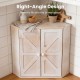 Corner bread box in white bamboo with dual-layer design, perfect for kitchen corners, enhancing storage and style.