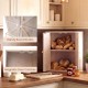 Corner bamboo bread box with dual-layer design, solid wood knobs, and magnetic catches for fresh storage in kitchen.