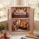 Corner bamboo bread box with dual-layer design, adjustable shelf, and magnetic catches for fresh storage in kitchen.