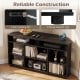Corner entertainment center TV stand in black with ample storage, adjustable shelves, and sturdy support legs for TVs.