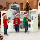 Kids playing with the green Corner Kids Play Kitchen featuring a washing machine and ice maker, perfect for imaginative.