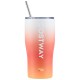 Costway stainless steel tumbler with lid and metal straw in an ombre design, ideal for hot and cold beverages on the go.