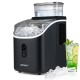 Countertop ice maker in black with external tank, producing 34 lbs of ice daily, ideal for home entertaining.