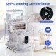 Countertop ice maker with self-cleaning feature, external tank, and 13 thickness levels for customized ice cubes.