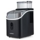 Countertop ice maker in black with external tank, 34 lbs/24H capacity, and 13 adjustable thickness levels for.