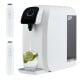Countertop reverse osmosis water filter with UV light, showcasing a glass of purified water and filter cartridges.
