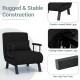 Black folding convertible armchair with ergonomic backrest, thick cushion, and powder-coated metal legs for versatile.
