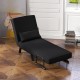 Black folding convertible sleeper bed armchair with adjustable backrest and detachable pillow, perfect for versatile.