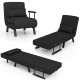 Convertible sleeper bed armchair in black with 6 adjustable positions, thick cushion, and detachable pillow for.