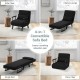 Convertible sofa bed in black, shown as a chaise lounge with ergonomic backrest and thick cushion for versatile.