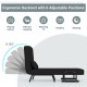 Folding 6-position convertible sleeper bed armchair in black with ergonomic backrest, ideal for lounging or sleeping.