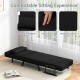 Folding 6-position convertible sleeper bed in black with a cotton padded pillow, ideal for living room or office use.