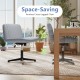 Armless cross-legged swivel desk chair in gray with a contoured seat, ideal for space-saving and comfort.