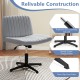 Gray Criss Cross-Legged Swivel Desk Chair with sturdy base, high-density sponge, and non-slip foot pads for comfort.