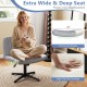 Extra wide gray swivel desk chair with contoured shape and high-density sponge for cross-legged comfort and support.