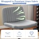 Gray Criss Cross-Legged Swivel Desk Chair with premium linen fabric, contoured shape, and breathable upholstery for.