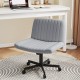 Gray Criss Cross Chair with wheels features a soft-padded wide seat, perfect for cross-legged posture in a home office.