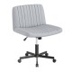 Gray Criss Cross Chair with wheels features a wide seat, soft padding, and a sturdy base for versatile desk use.