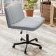 Gray Criss Cross Chair with wheels, featuring a wide padded seat and a sturdy base, ideal for flexible desk use.