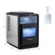 Countertop crescent ice maker in black, producing 26 lbs of ice daily with adjustable thickness and clear display.