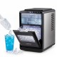 Countertop crescent ice maker produces 26 lbs of ice daily, featuring a 63 OZ water tank and adjustable thickness settings.