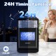 Crescent ice maker in black produces 26 lbs of ice daily with a 24-hour timer and adjustable thickness for drinks.