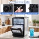 Crescent ice maker with a heat dissipation fan, drain hole, and non-slip foot pads for efficient countertop use.