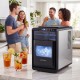 Crescent ice maker in black produces 26 lbs of clear ice daily, perfect for home bars and parties.
