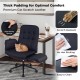 Black Criss Cross Chair with thick padding, adjustable armrests, and scratch-resistant leather for versatile comfort.