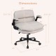 Beige Criss Cross Chair on Wheels with adjustable height, overstuffed backrest, and flip-up arms for versatile use.