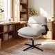 Beige Criss Cross ergonomic office chair with flip-up arms, padded seat, and adjustable height for home office comfort.