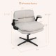 Dimensions of the Criss Cross Chair with flip-up arms, featuring a padded seat and adjustable height for ergonomic.