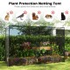Large crop cage with tear-resistant mesh netting, 10 x 6.5 x 6.5 ft, protects plants from birds and small animals.