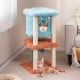 Cute monster-themed cat tower in blue with plush condo, sisal scratching post, and playful design for cats.