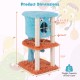 Cute monster-themed cat tower in blue with plush fabric, featuring a condo and sisal scratching post for playful cats.