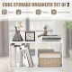 White cube storage organizer set of 2, featuring modular design and compartments for books, plants, and decor.