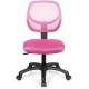 Pink low-back computer task chair featuring a cushioned seat and 360-degree swivel, perfect for enhancing workspace.