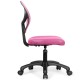 Low-back pink computer task chair with breathable mesh backrest and adjustable height for ergonomic support.