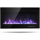40-inch recessed electric fireplace with tempered glass, crystal decoration, and 9 flame colors for stylish heating.