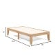 Twin size wooden slats bed frame in natural finish, 14 inches high, with 10.5" under-bed storage for efficient space.