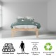 Twin size wooden slats bed frame in natural finish, featuring 100% solid wood and ergonomic design for stability.