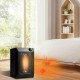 Portable electric quartz space heater with remote control, 1500W, ideal for bedrooms and offices, featuring a compact.