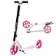 Portable folding sports kick scooter in pink with LED wheels, adjustable height, and collapsible design for easy.