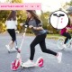 Portable folding sports kick scooter in pink with LED wheels, adjustable height, ideal for kids' outdoor fun.