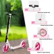 Portable folding sports kick scooter in pink with LED wheels, adjustable height, and sturdy handle for kids.