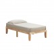 Twin size wooden slats bed frame with natural finish, featuring a sturdy design and large under-bed storage space.